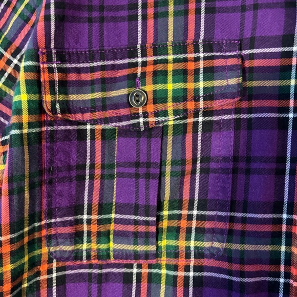 Ralph Lauren Lauren Jeans Co. Women's Purple Plaid Shirt Large Button Up Preppy - Picture 6 of 12